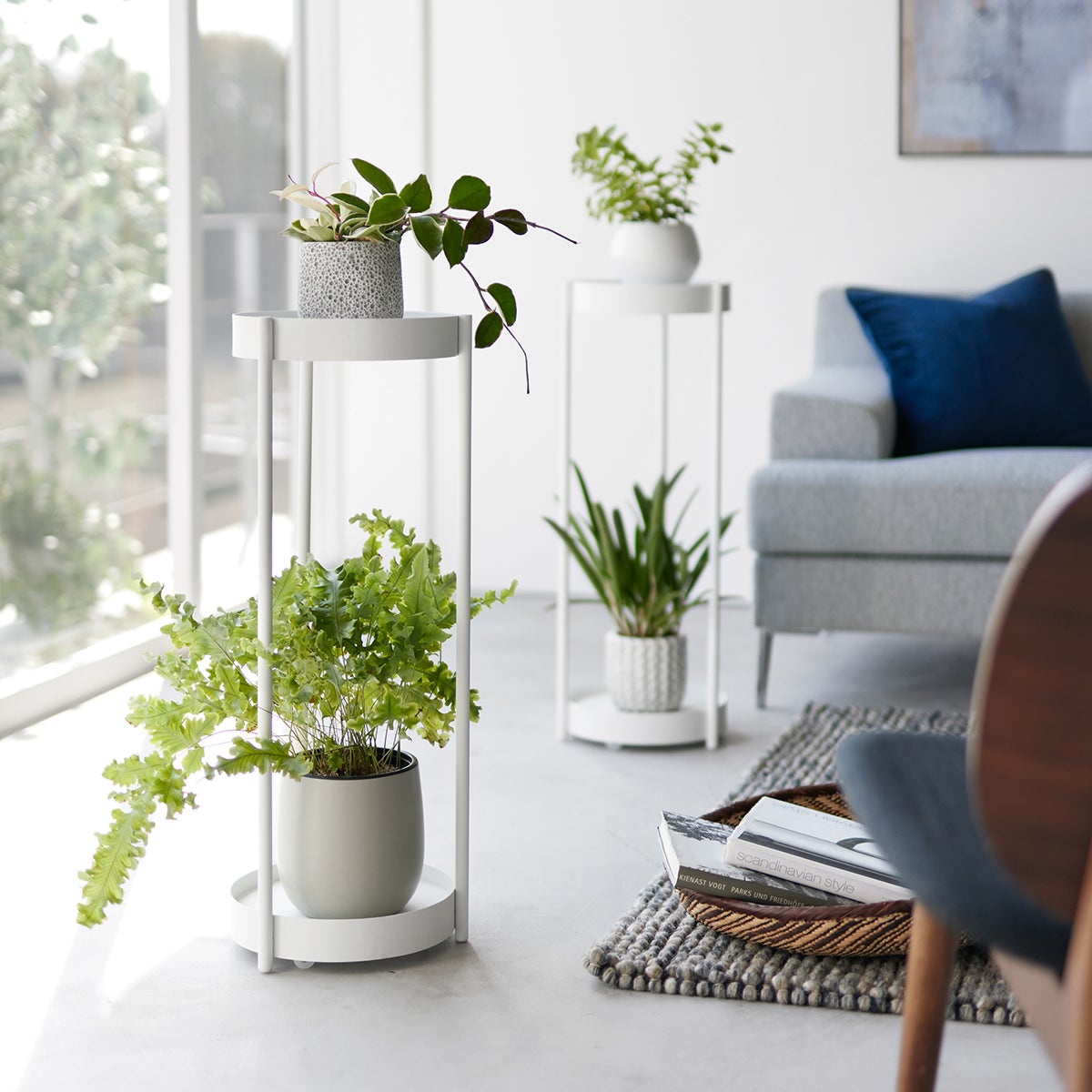 Yamazaki Tower Rolling Two-Tier Plant Stand | The Container Store